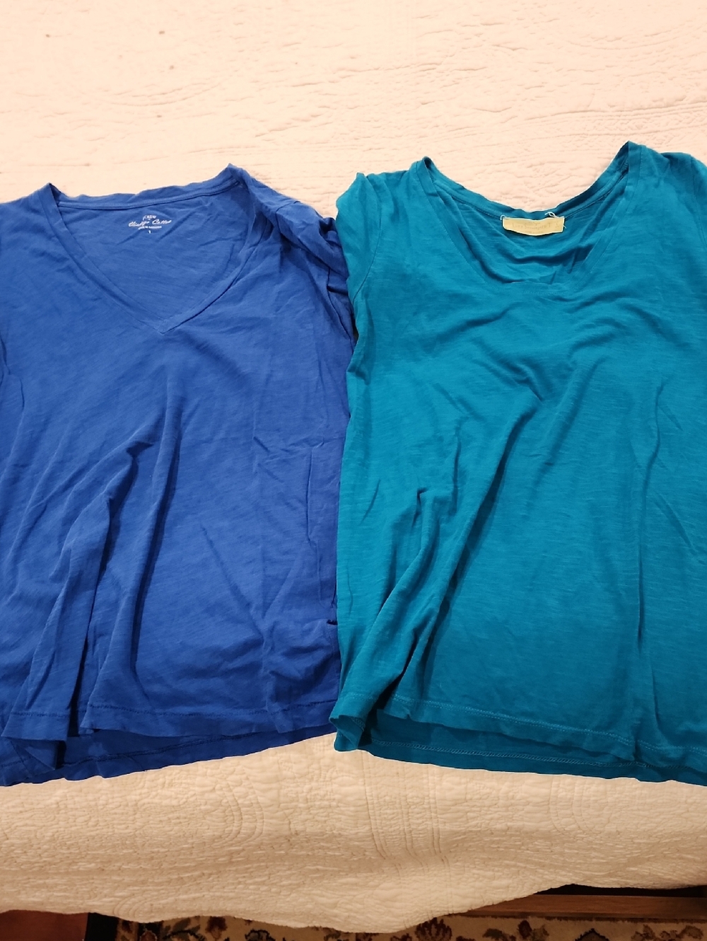 LOFT And J Crew Sunwashed Teal And Blue Crew Neck Tee